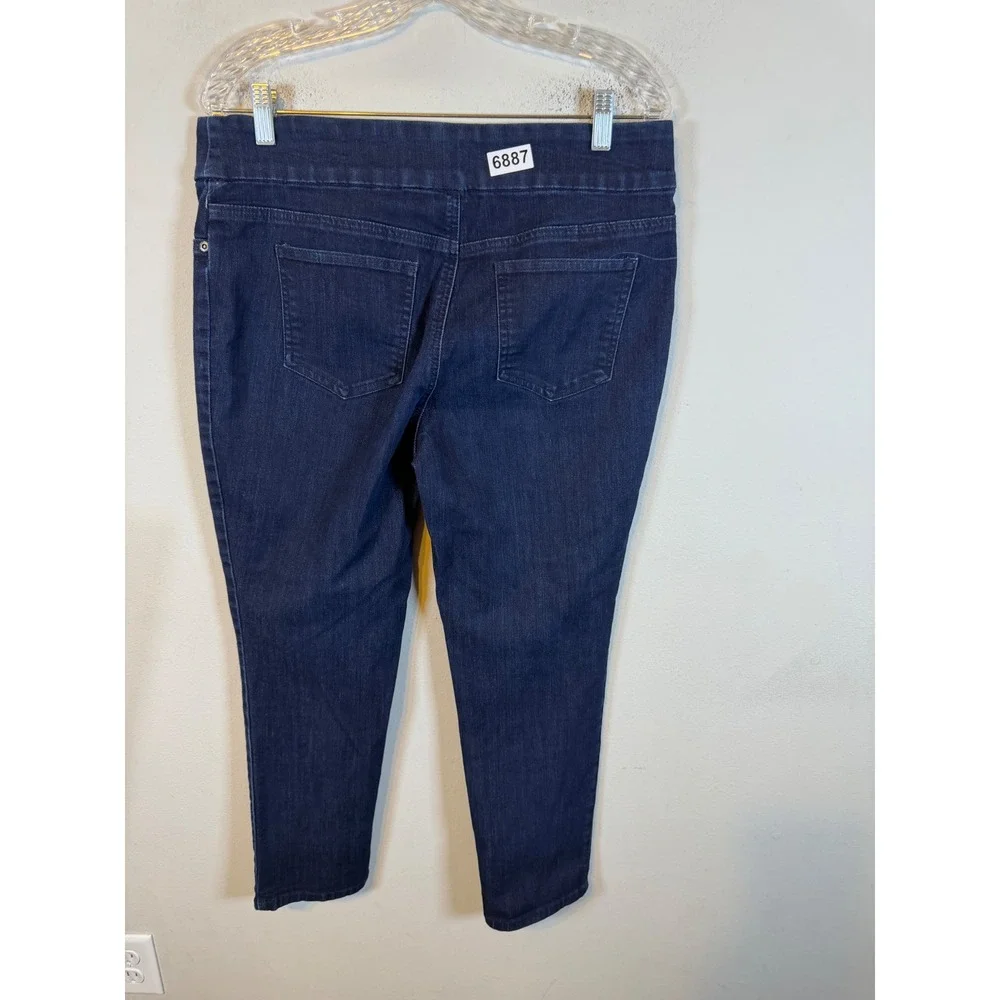 Chico's Womens Ankle Jeans Pull On Stretch Dark Wash Indigo Blue Size 1.5